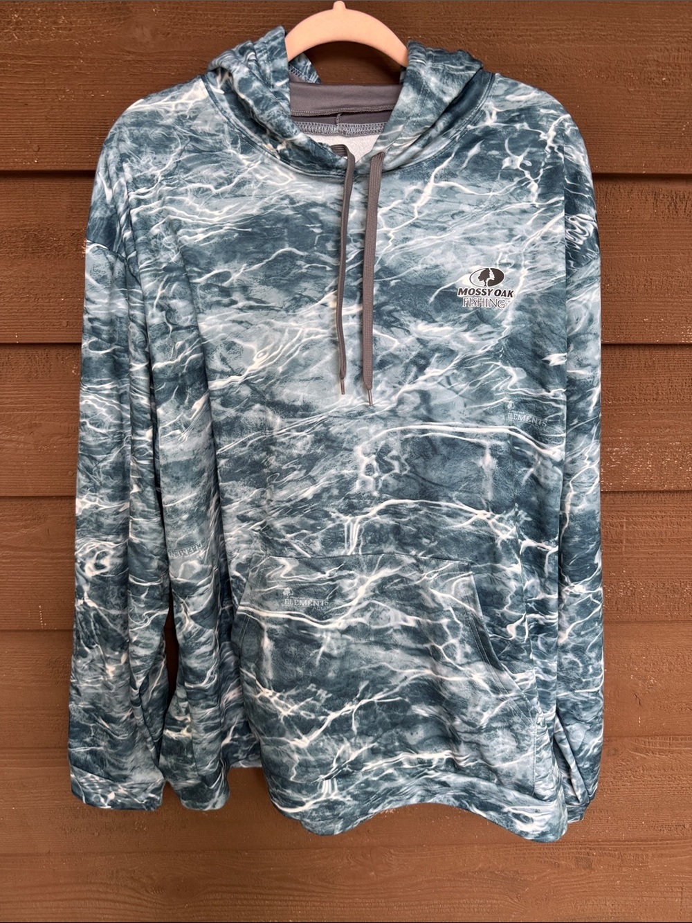 Mossy Oak Elements Teal & White Water-Effect Pullover Hoodie size XL